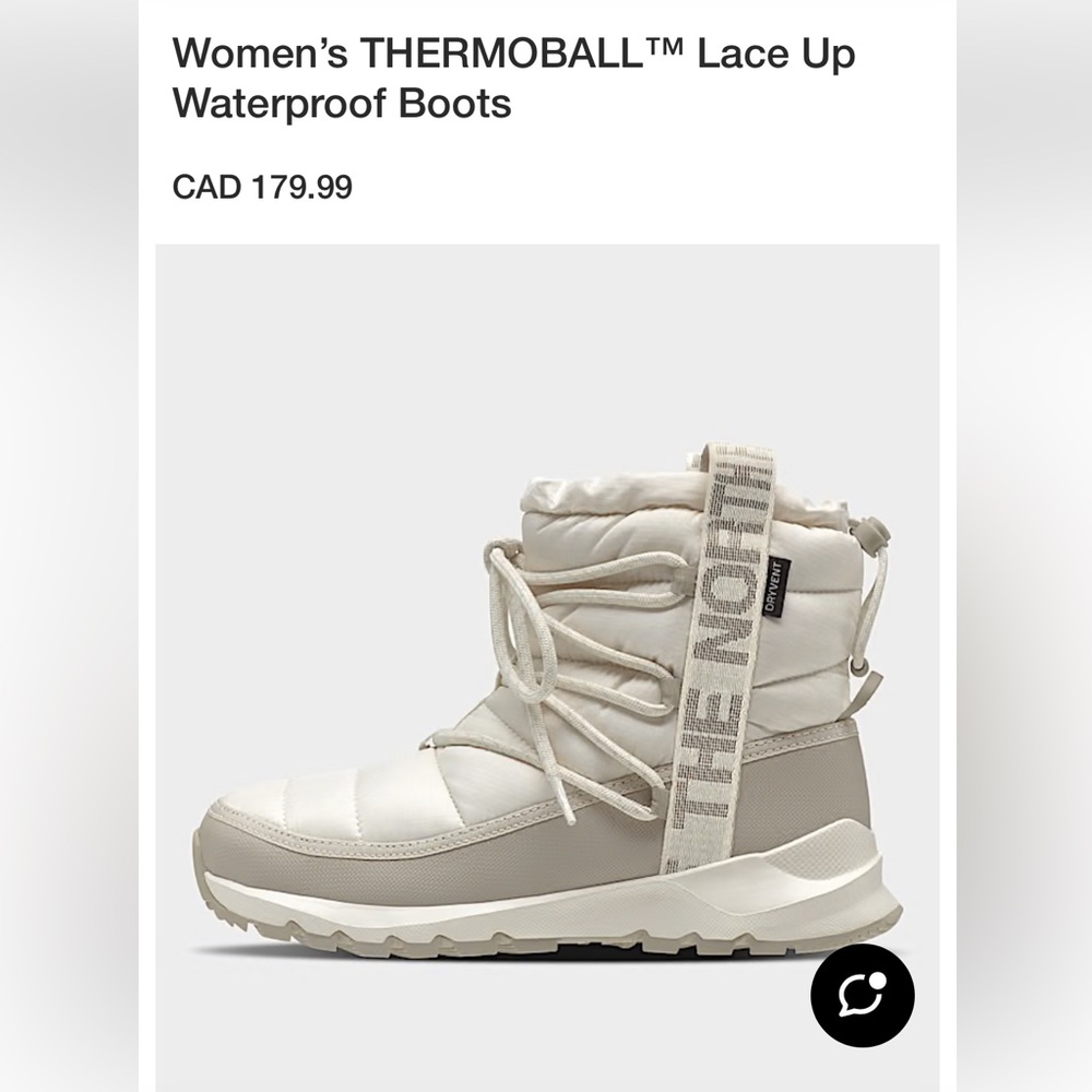The North Face Women's Thermoball Lace Up Waterproof Boots - White and Tan